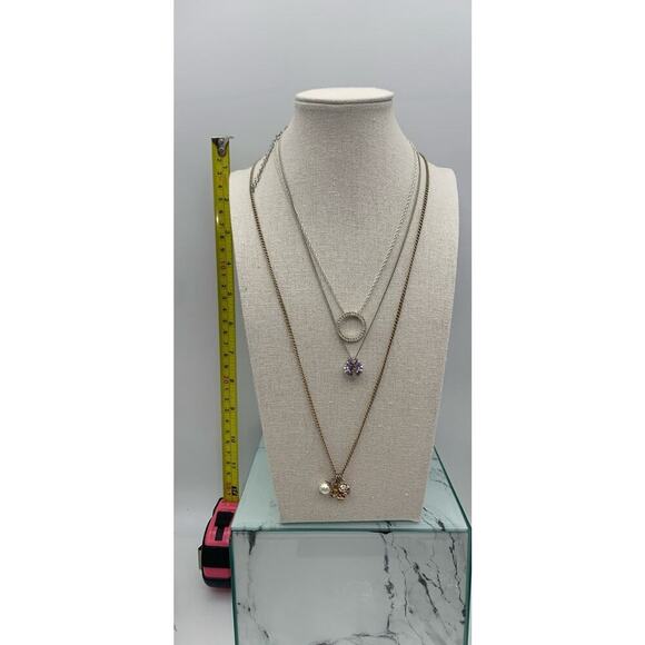 Lot Of 3 Dainty Little Bling Necklaces 1 Is An Aero Necklace - Picture 7 of 8